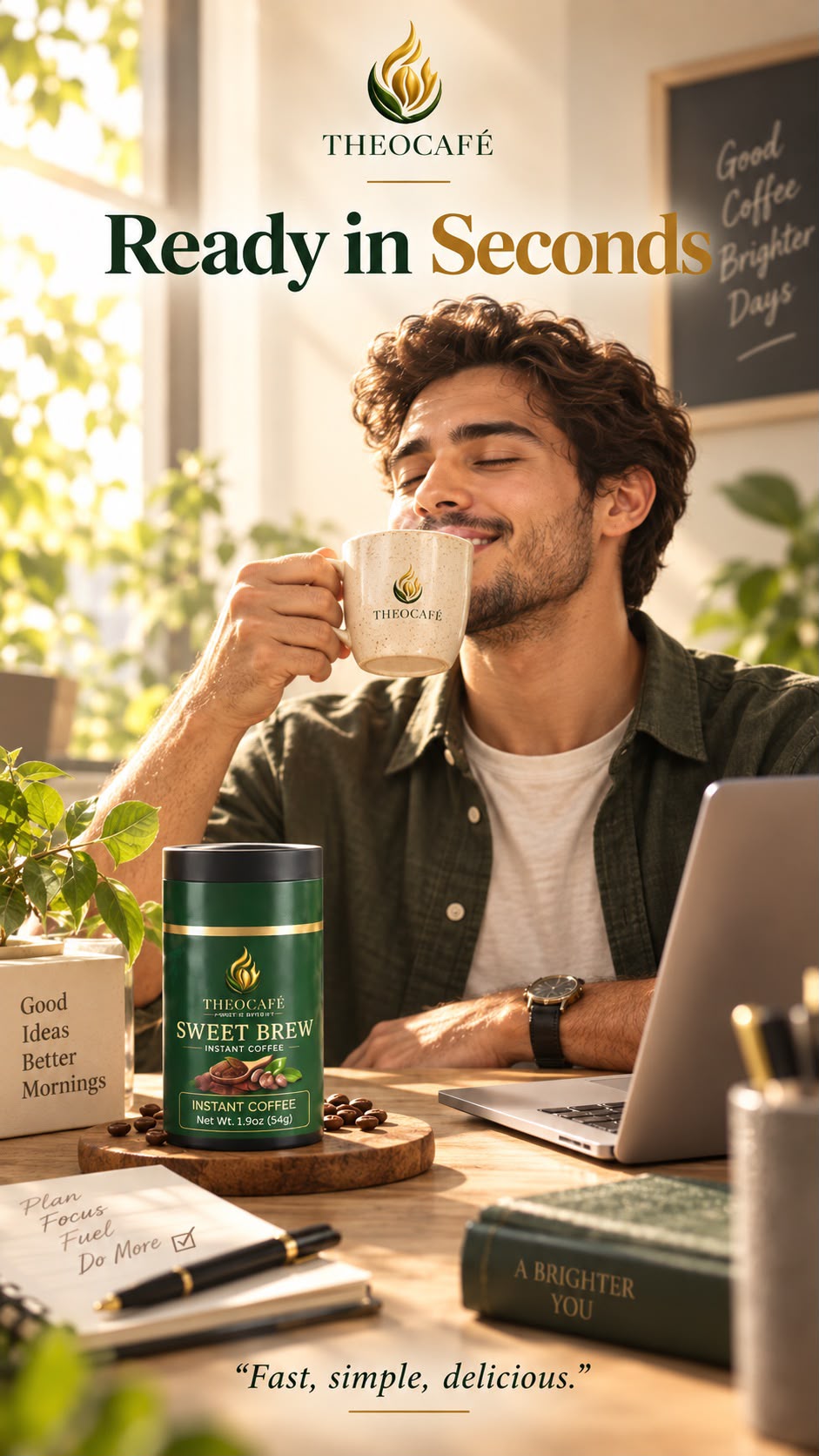 THEOCAFÉ Sweet Brew Instant Coffee lifestyle image